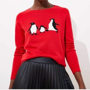 Loft red penguin design holiday sweater